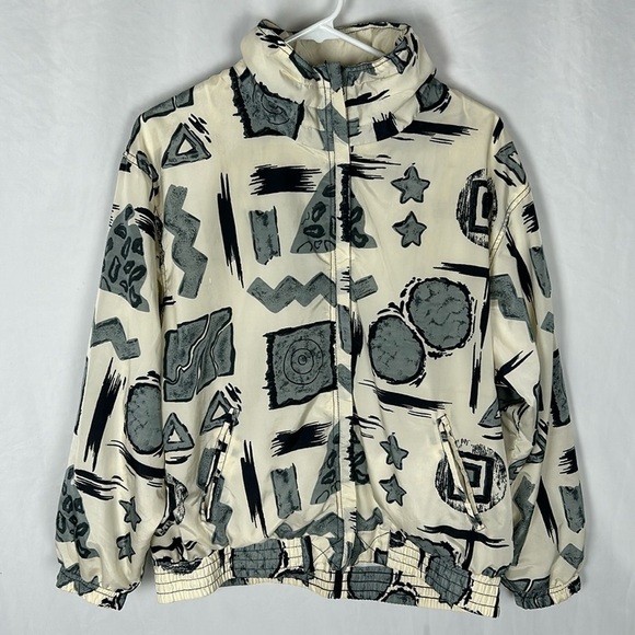 Vintage 90s Bold Spirit Petit Cream All Over Print Windbreaker Jacket Size Small - Picture 1 of 9